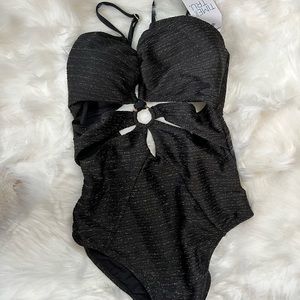 Womens size S black one piece swimsuit